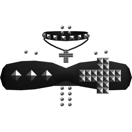 Black emo studded top w/ crosses piercings
