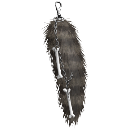 Light Raccoon Tail Chained Bones Keychain thumbnail