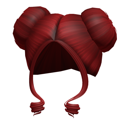 -',ৎ Red Big Preppy Buns with Curly Bangs