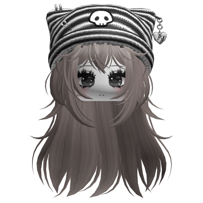 Emo Kawaii Skull Beanie W/ Wolfcut Ash V7