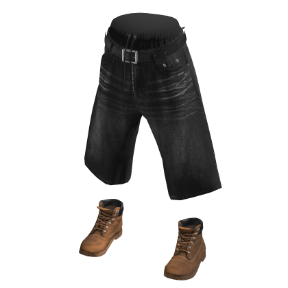 💗Y2K BERMUDA DENIM SHORTS WITH SHOES_BLACK thumbnail