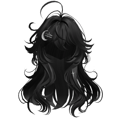 Cute Anime Girl Hair w/ Moon Clips (Black)