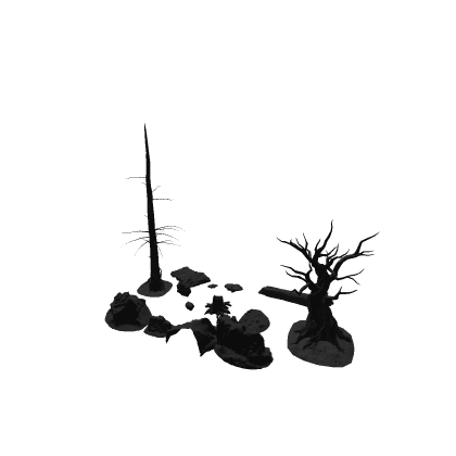 Black rocks and trees for horror games.