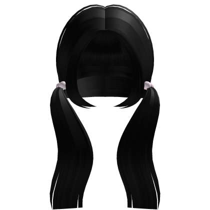 ♡ black long kawai cutecore adorable pigtails Roblox item
