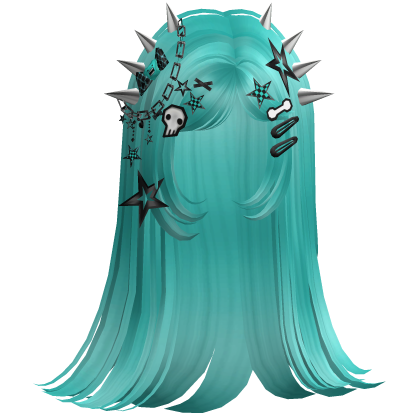 ♡ Scene Spiky Straight Hair (Teal)