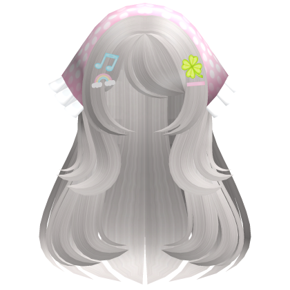 ♡ kawaii ash blonde long hair w pink headkerchie