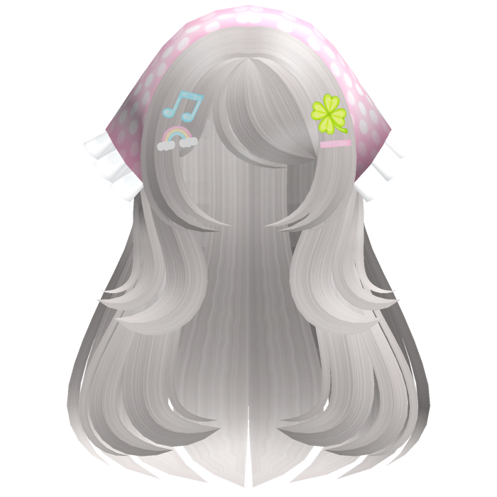 ♡ kawaii ash blonde long hair w pink headkerchie