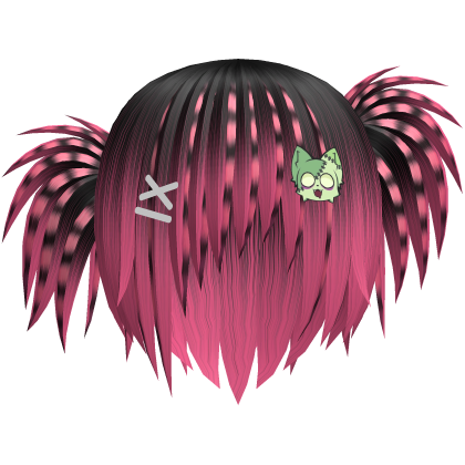 Black + Pink Scene Punk Side Ponytail Hair Roblox item
