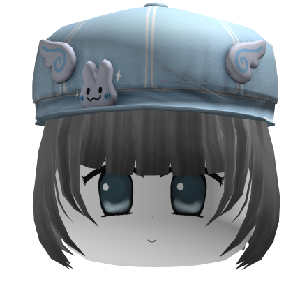 cute moe face short white hair W/ hat