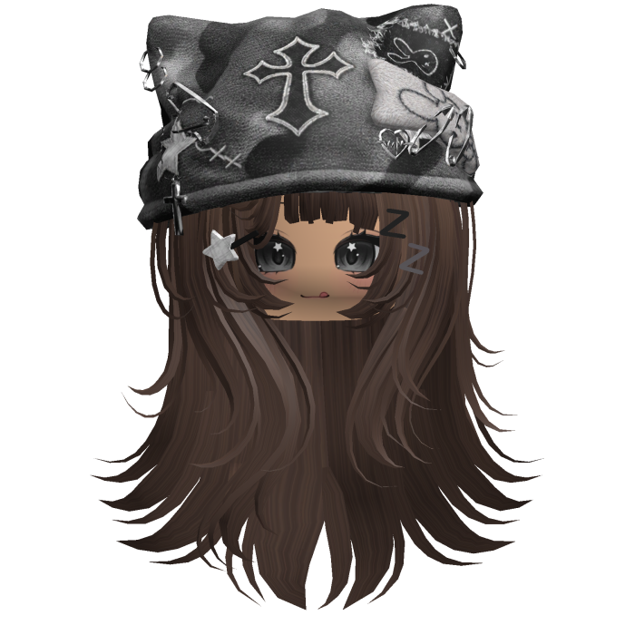 Brown Cross Beret Emo Girl Hair