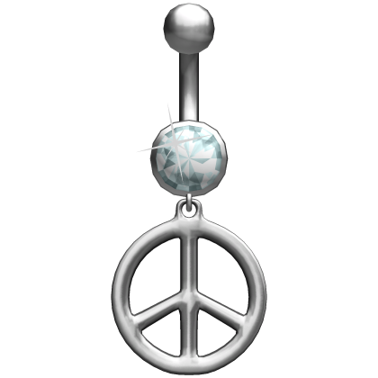Oversized Peace Sign Belly Piercing Pastel Blue
