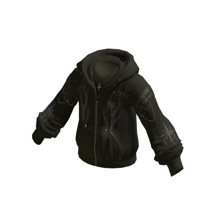 Faded Graphic Hooded Jacket (Black)