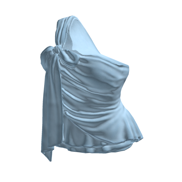 Draped Top with Bow and Ruffle Hem (Light Blue)
