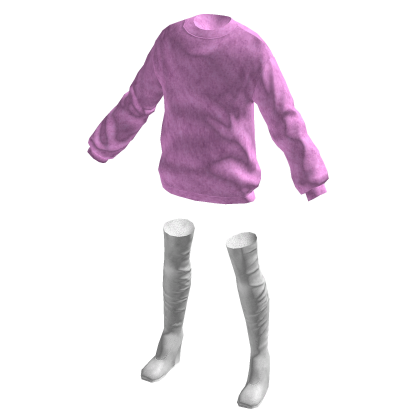 Oversized Jumper With Boots - Pink White thumbnail