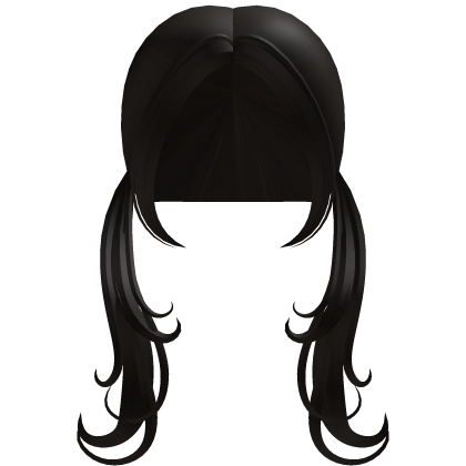 ♡: pretty black low wispy flowy pigtails