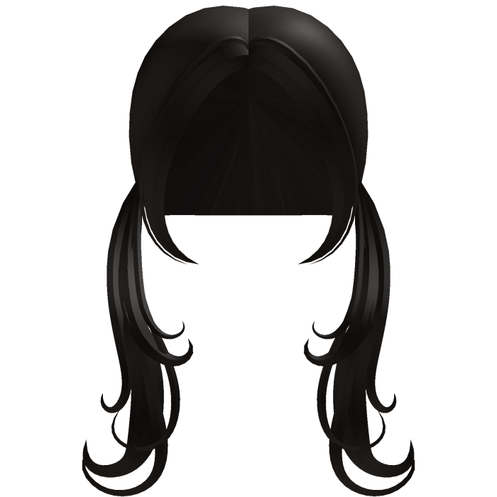 ♡: pretty black low wispy flowy pigtails