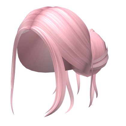 -',ৎ Pink Lazy Messy Summer Bun with Bangs