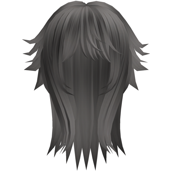 cute messy long moe hair with tufts in grey