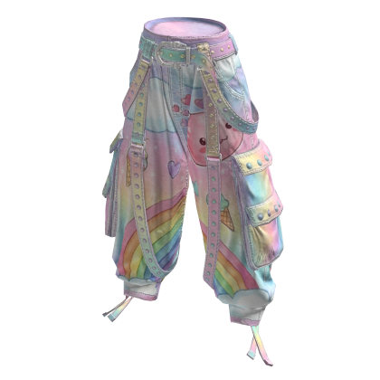 Rainbow Icecream Pastels 🌈🍦 Y2K Cargo Pants thumbnail