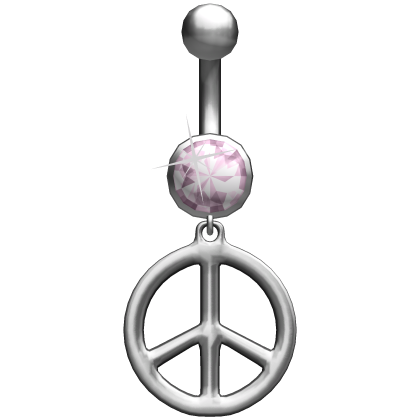 Oversized Peace Sign Belly Piercing Pastel Pink