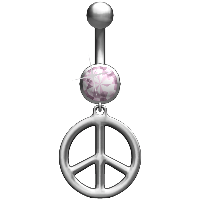 Oversized Peace Sign Belly Piercing Pastel Pink