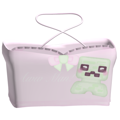 cute green pixel monster aww man top (pink)
