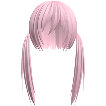 pink razor cut low pigtails
