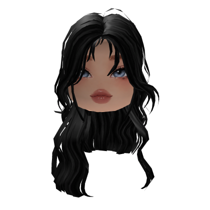 Cute Cold Blushy Blue Eyed Face Black Waves Hair