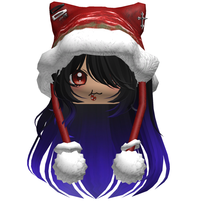 Long Black and Purple hair cute Christmas hat Y2k