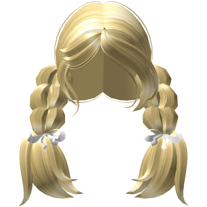 Blonde Braided Pigtails Hair w/ White Bows Roblox item