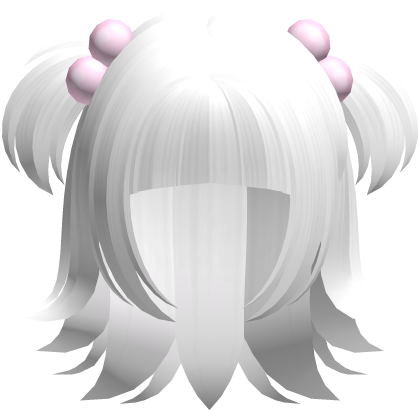 ♡ : fluffy white wolfcut hair w/ mini pigtails