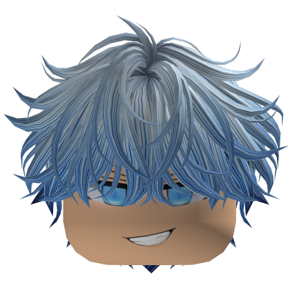 Fluffy Messy Smirk Boy Hair – White & Blue thumbnail