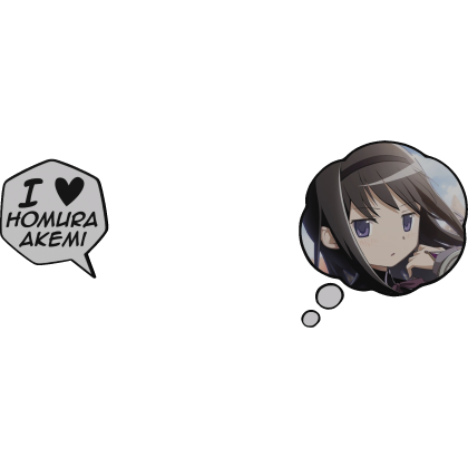 Homura Akemi Thinking Bubble + I Love Text