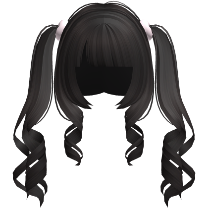 curly cute jirai kei dark brown hime pigtails Roblox item