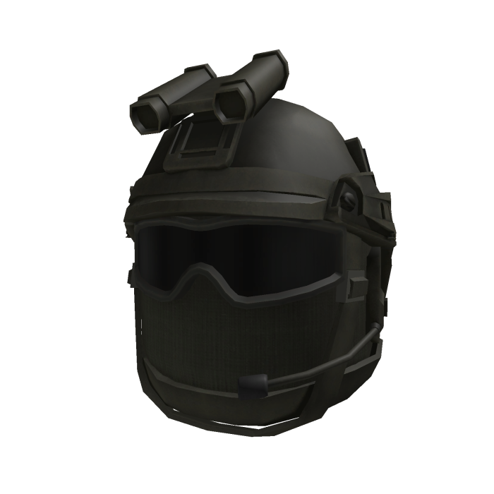 Black Military Helmet w Mask and Goggles NVG