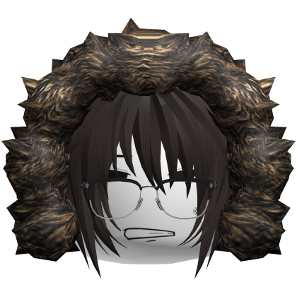 nerdy emo brown  hair w fur hood Roblox item