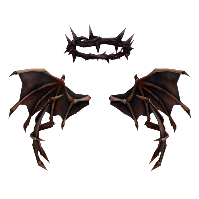 Demon Bat Head Wings Thorn Crown Dark