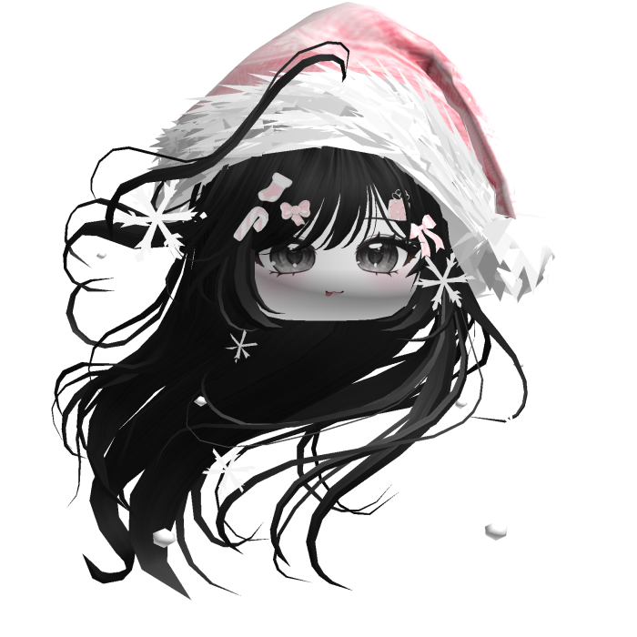 Windy Anime Hair w/Santa Hat (Black)