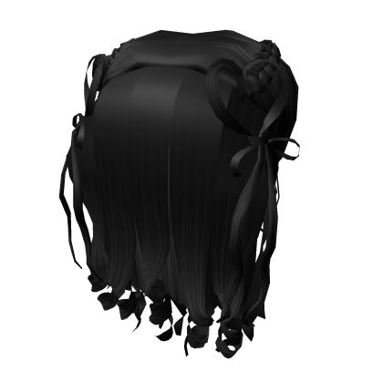 Shoujo Curly Heart Bow Pigtails With Braids Black Roblox item