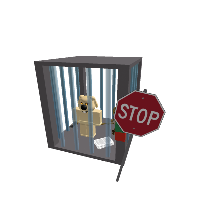 Talking Ben in cage and stop sign
