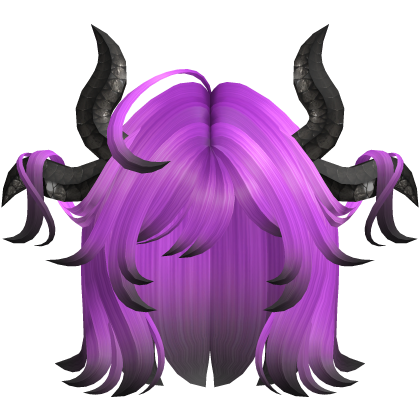 🎃|| Short Messy Halloween Purple hair w/ Horns Roblox item