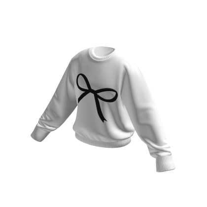 White/Black Ribbon Print Sweater