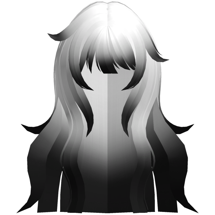long fluffy messy anime flowy hair white black