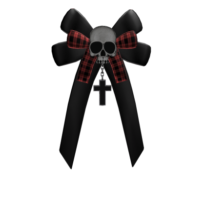 Skull Ribbon Clip - black and red