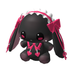 🍀Black Rabbit Plushie w Pink Ribbon