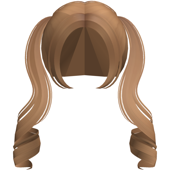 ♡ kawaii long caramel brown curly pigtails