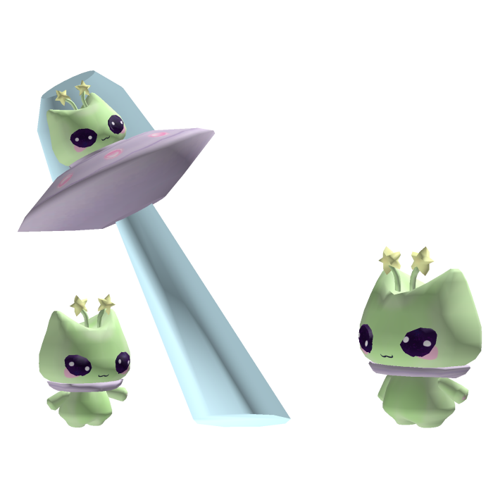silly green UFO space alien cat