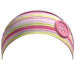 Green & Pink Gyaru Striped Button Headband 