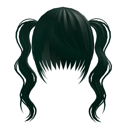 long curled emo pigtails green