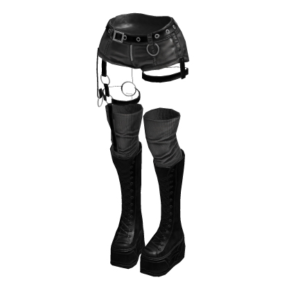 Gothic Emo Y2K Shorts boot straps (Grey Black)